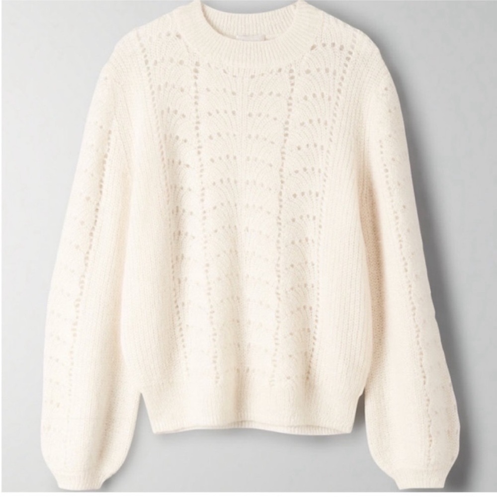 Aritzia Little Moon Cream Mohair Balloon Sleeve Cropped Sweater - Picture 11 of 13